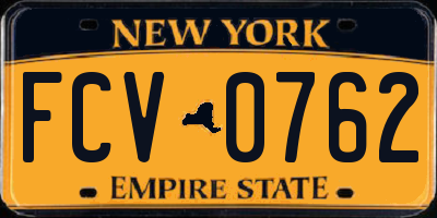 NY license plate FCV0762