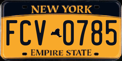 NY license plate FCV0785