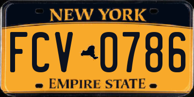 NY license plate FCV0786