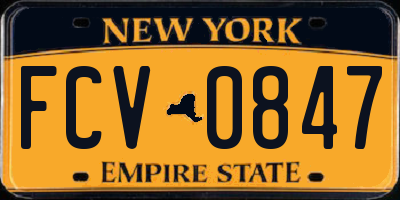 NY license plate FCV0847