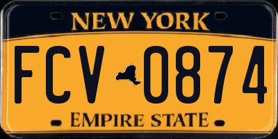NY license plate FCV0874