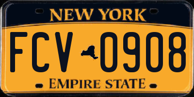 NY license plate FCV0908