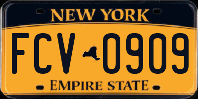 NY license plate FCV0909