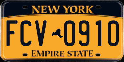 NY license plate FCV0910