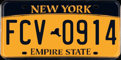 NY license plate FCV0914