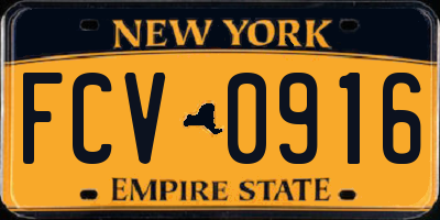 NY license plate FCV0916
