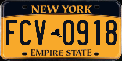 NY license plate FCV0918