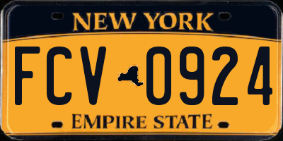 NY license plate FCV0924
