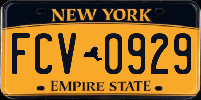 NY license plate FCV0929