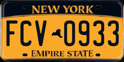 NY license plate FCV0933