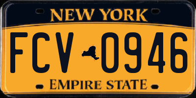 NY license plate FCV0946