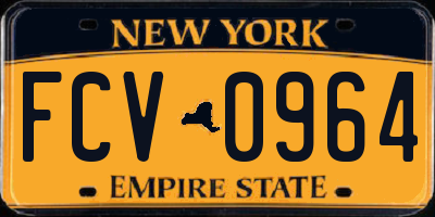 NY license plate FCV0964
