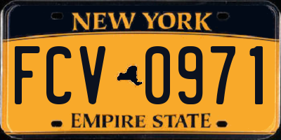 NY license plate FCV0971