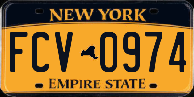 NY license plate FCV0974
