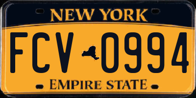 NY license plate FCV0994