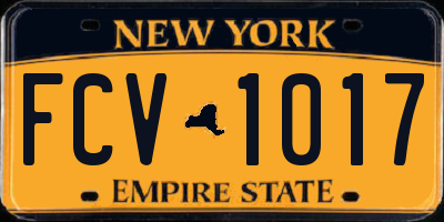 NY license plate FCV1017