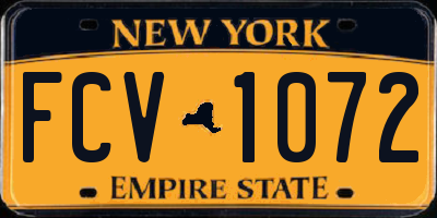 NY license plate FCV1072