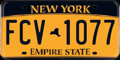 NY license plate FCV1077