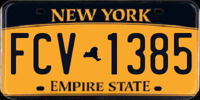 NY license plate FCV1385