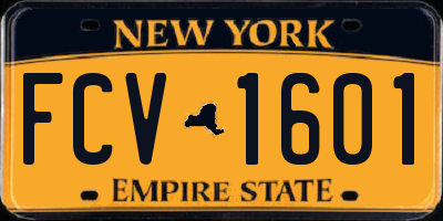 NY license plate FCV1601