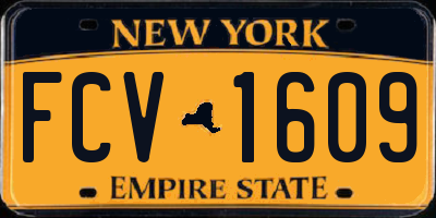 NY license plate FCV1609