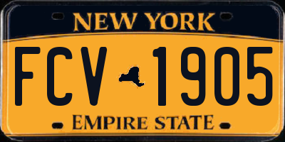 NY license plate FCV1905