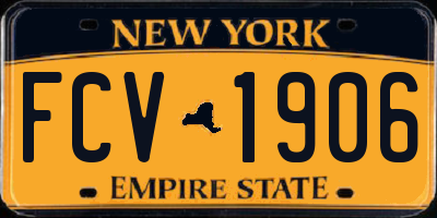 NY license plate FCV1906