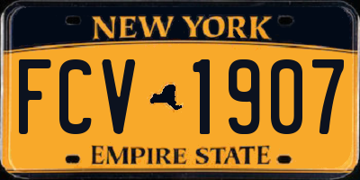 NY license plate FCV1907