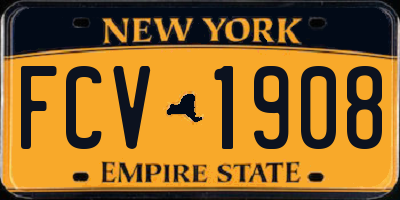 NY license plate FCV1908