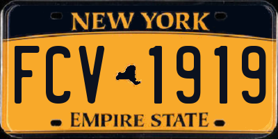NY license plate FCV1919