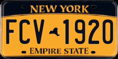 NY license plate FCV1920