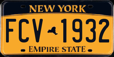 NY license plate FCV1932
