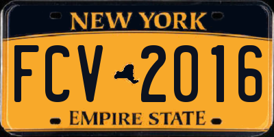 NY license plate FCV2016