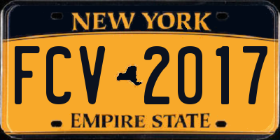 NY license plate FCV2017