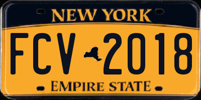 NY license plate FCV2018