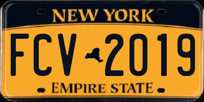 NY license plate FCV2019