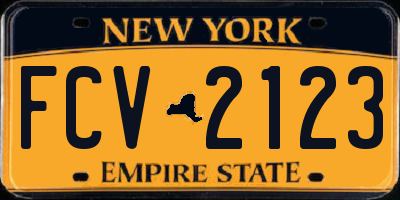 NY license plate FCV2123