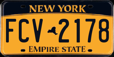 NY license plate FCV2178
