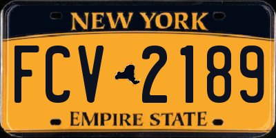 NY license plate FCV2189