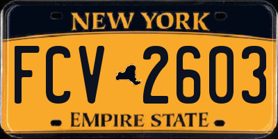 NY license plate FCV2603