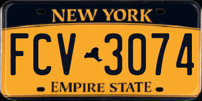 NY license plate FCV3074