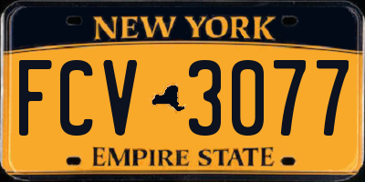 NY license plate FCV3077