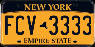 NY license plate FCV3333