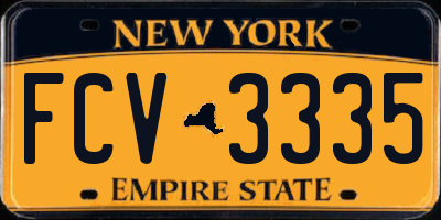 NY license plate FCV3335