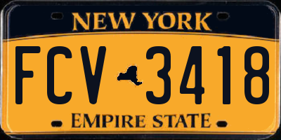 NY license plate FCV3418