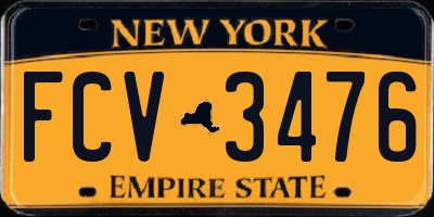 NY license plate FCV3476