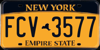 NY license plate FCV3577