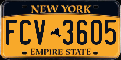 NY license plate FCV3605