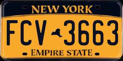 NY license plate FCV3663