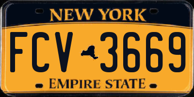 NY license plate FCV3669